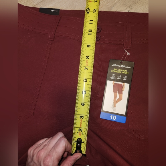 Eddie Bauer Women's Shorts Rolled Hem Bermuda Stretch Red Size 10 Ladies NWT - Picture 5 of 12